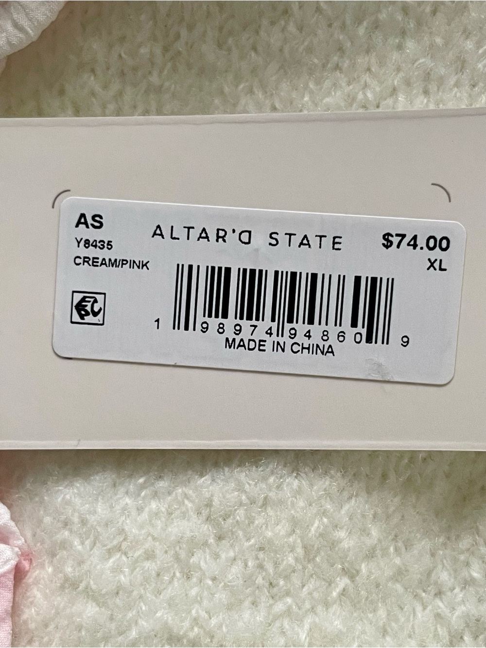 Altar’d State Coquette Bow Sweater NWT XL Cream Pink Soft Knit Pullover - Picture 13 of 16